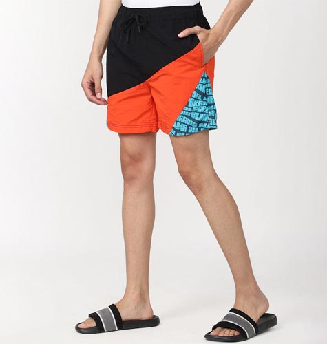 Men Colourblocked Nylon Swim Shorts